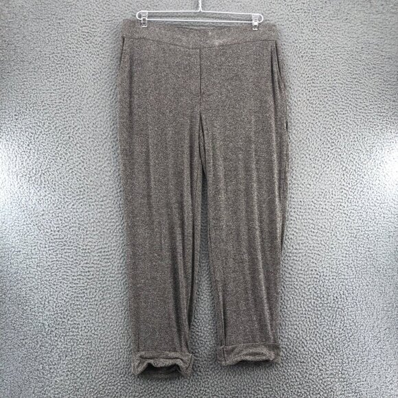 J Jill Pants Womens Medium Petite Gray Wearever Marled Crop Pull On Cuffed Ankle - Picture 1 of 13